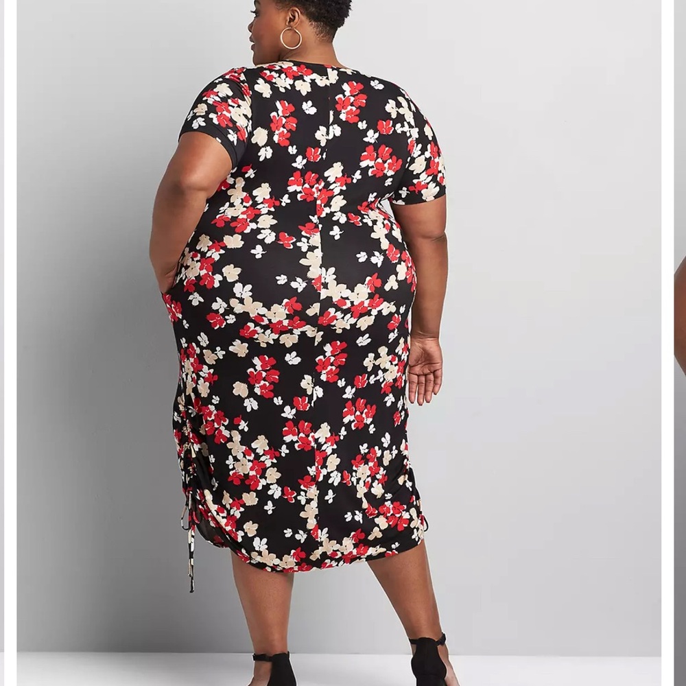 Lane Bryant Short-Sleeve Ruched Side Midi Dress Plus Size 30/32 - Picture 10 of 10